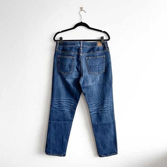 American Eagle Womens Slouchy Denim Stretch Straight Jeans Blue 8 - Picture 3 of 11
